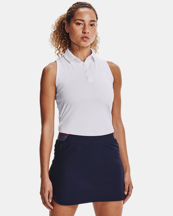 Damen UA Zinger Poloshirt, ärmellos, White, pdpMainDesktop image number 0